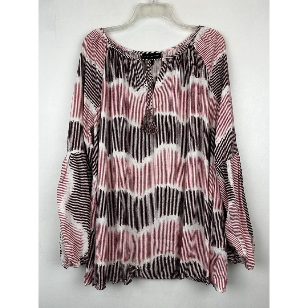 Lane Bryant Peasant Top Womens XL Tunic Flowy Boho V Neck Hippie Festival 16